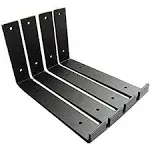 4 Pack - 9.25&#034;L x 6&#034;H x 1.5&#034;W J Lip Shelf Brackets Rustic Farmhouse Iron Wall...