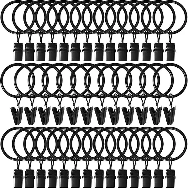 AMZSEVEN 40 Pack Metal Curtain Rings with Clips