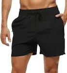 Tyhengta Men's Swim Trunks Quick Dry Beach Shorts with Zipper Pockets and Mesh Lining, Black, 34