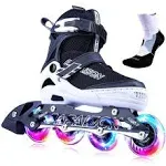 PAPAISON Adjustable Inline Skates for Kids and Adults with Full Light Up Wheels , Outdoor Roller Skates for Girls and Boys, Men and Women