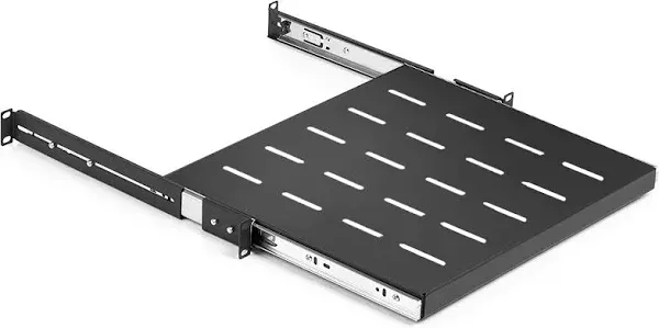 1U Sliding Rack Shelf 19" Server Rack Mount Cabinet 14"-22" Adjustable Depth 4 Post