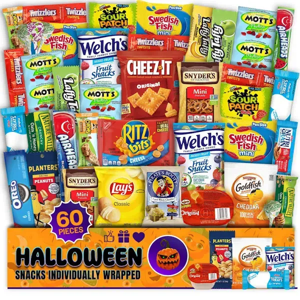 Snacks Variety Box - 60 Count Gift Care Package for Adults Kids Col...