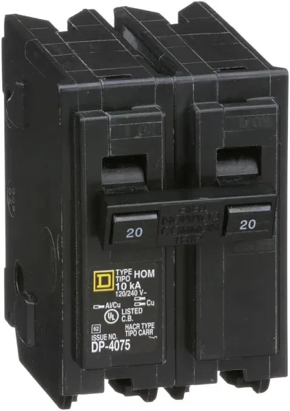 Square D Homeline 2Pole Circuit HOM220CP 20A 30A 40A 50A 60A