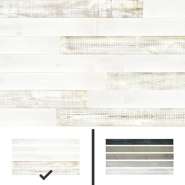 Urban Decor Wood Panels for Wall, Easy Peel and Stick Reclaimed Barn Wood Accent Planks for Kitchen Island Bedroom Doorways Backsplash (White Wash)