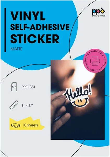 11X17 Inkjet Matte Self Adhesive Vinyl Sticker Paper Photo Quality PREMIUM Comme