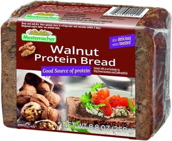 Mestemacher Protein Bread,Carrot, 9 Count