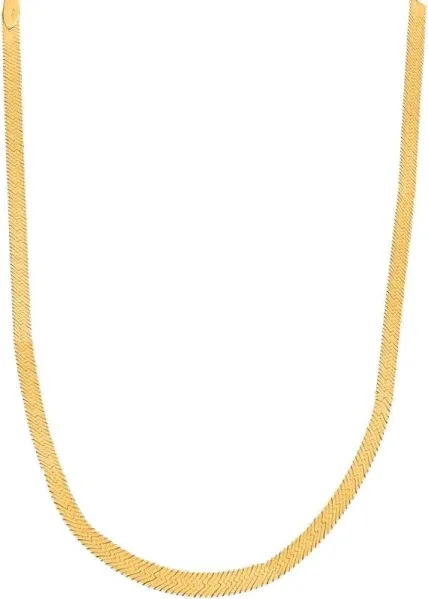 Ritastephens 14k Yellow Gold Shiny Herringbone Chain Necklace or Bracelet 3 Mm, 4 Mm