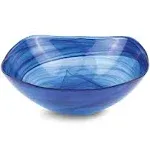 Badash Alabaster Square Glass Bowl, Cobalt Blue - 10"