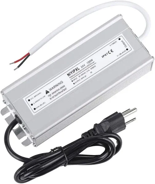 LED Driver 100 Watts 24V DC Low Voltage Transformer Waterproof IP67 3-Prong