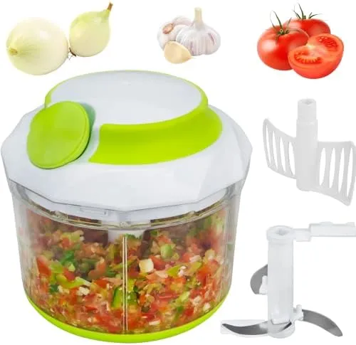 QuickPull Manual Food Chopper: Large 4-Cup Powerful Hand Pull Chopper/Mincer<wbr/>/...