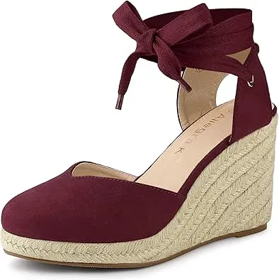 Allegra K Women's Closed Toe Espadrilles Wedges Tie Up Wedge Sandals