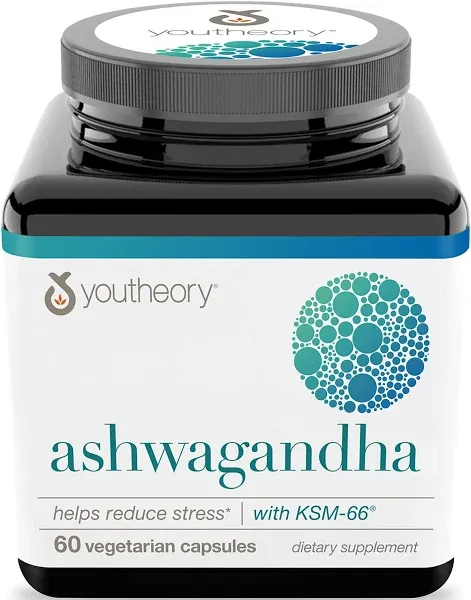 Youtheory Ashwagandha Vegetarian Capsules (180 ct)