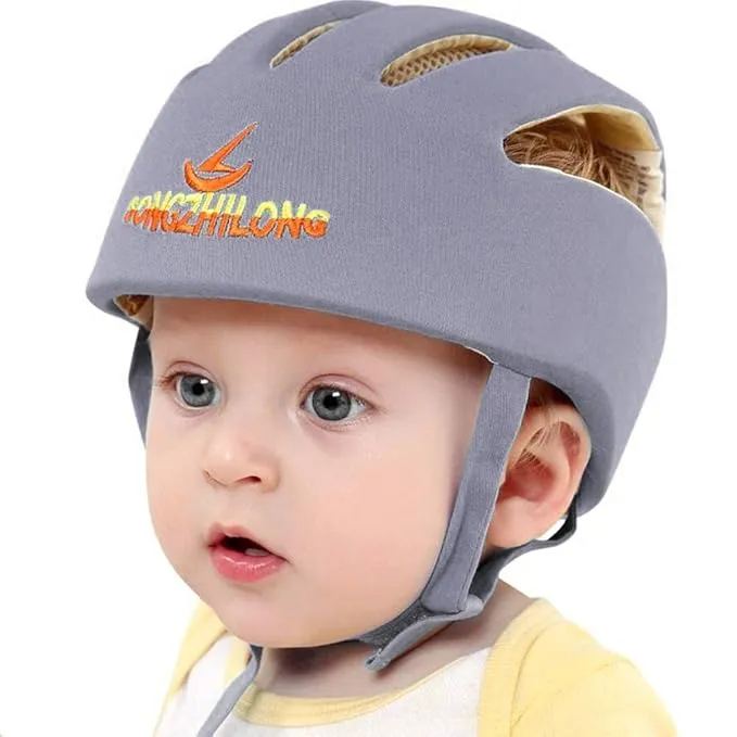 Adjustable Baby Head Protector, Breathable Baby Helmet for Craling Walking Cute Baby Safety Helmet Hat Toddler Essentials Harness Baby Infant Helmet Running Playing (Gray)