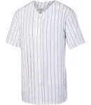 Augusta Sportswear 1686 Youth Pinstripe Full Button Baseball Jersey - White/ Black L