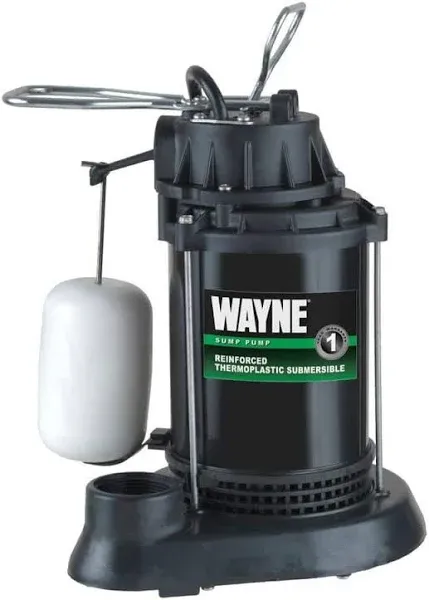 Wayne SPF33 Submersible Sump Pump With Vertical Switch, Thermoplastic, 1/3-HP