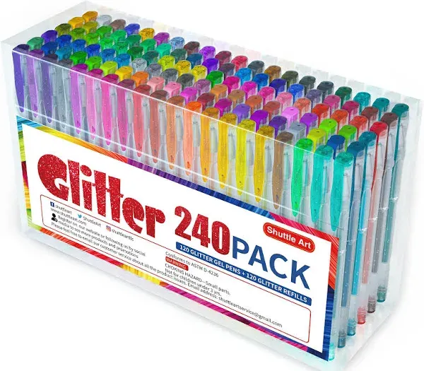 Shuttle Art 240 Pack Glitter Gel Pens 120 Colors Glitter Gel Pen Set with 120...