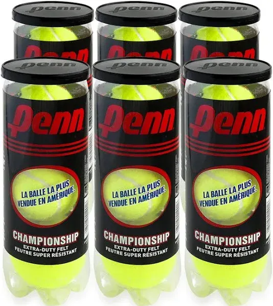 Penn Championship Extra-Duty Tennis Balls 6 Pack 6 Cans 18 Balls