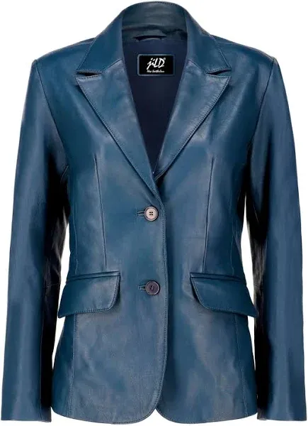 Classic 2-Button Lambskin Leather Blazer Jackets for Women