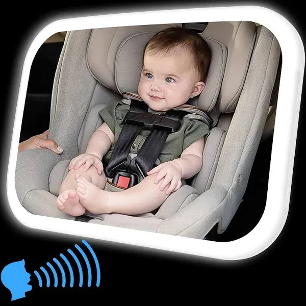 Smart Baby Car Mirror with Lights, Voice Control Safety Car Seat Mirror for B...