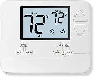 Upgraded Digital Non-Programmable Thermostat for Home 1 Heat/1 Cool Single-Stage System with Separate Heating and Cooling Swing (Cycle Rate)