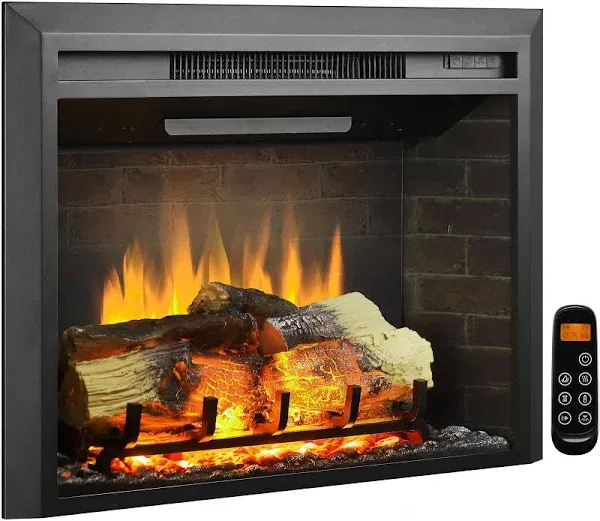 LegendFlame Carl 28" W Electric Fireplace Insert (EF262), Fireplace Heater 750/1500W, Fire Crackling Sound, Remote Control