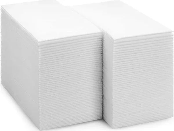 200 BloominGoods Disposable Bathroom Napkins | Single-Use Linen-Feel Guest Towels | Cloth-Like Hand Tissue Paper, White, 12" x 17" (Pack of 200, Made In USA)