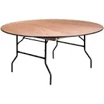 Flash Furniture Round Wood Folding Banquet Table with Clear Coated Finished Top