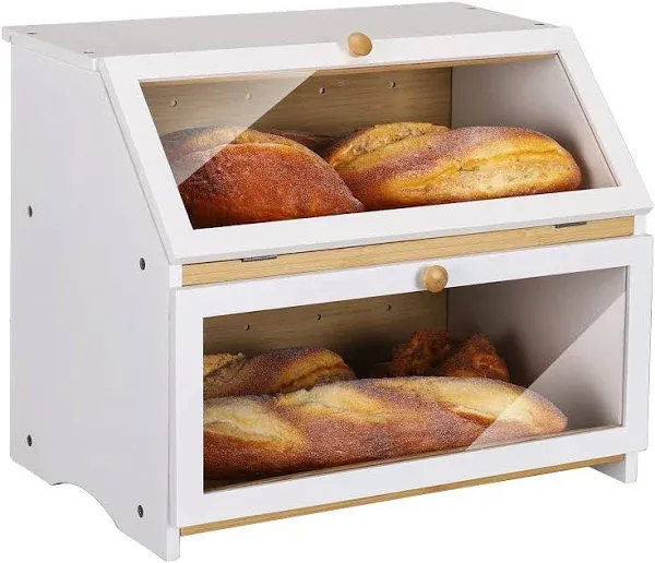 HOMEKOKO Double Extra Large Bread Box, Two-layer Extra Large Oversized Bread ...