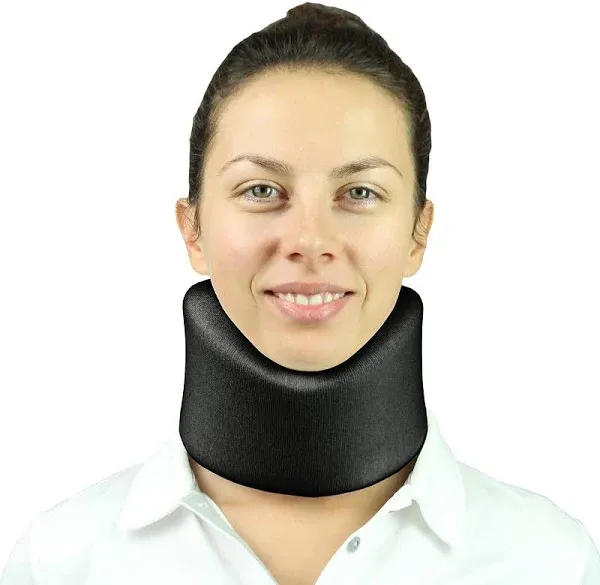 Vive Cervical Collar Neck Brace for Neck Pain and Support for Women & Men - Soft Foam Brace for Pain Relief - Comfortable Corrector Wrap for Posture, Sleeping, Radiculopathy, & Spine (Beige, 3 inch)