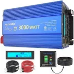 3000 Watt Pure Sine Wave Power Inverter 3000W 12V DC to 110V 120V AC with Remote Controller & LCD Display 4 AC Outlets Dual 2.4a USB Ports and 1 AC