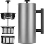 ESPRO - P6 French Press - Double Walled 32 oz, Brushed Stainless Steel 