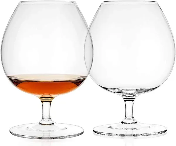 Luxbe - Brandy & Cognac Crystal Glasses Snifter, Set of 2 - Large Handcrafted - Crystal Glass - Bourbon - Wine - 25.5-ounce