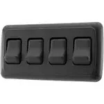 Quad SPST On-Off Switch with Bezel, 12-Volt, for RV, Trailer, Camper (Black)