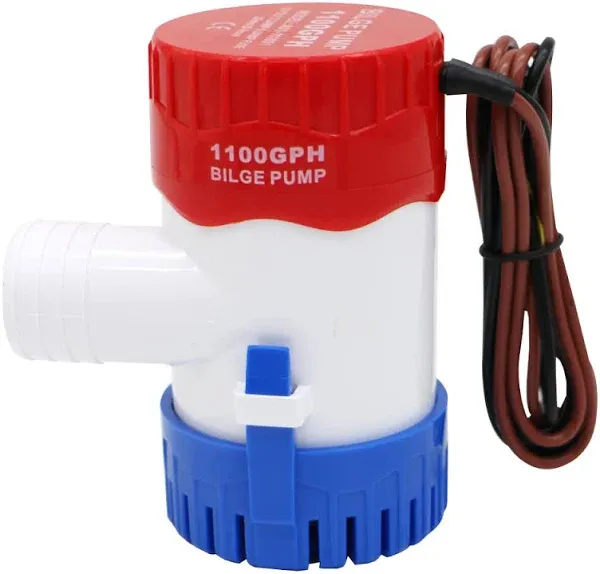 Sanuke 1100GPH Bilge Pump Electric 12V Submersible Marine Water Pump Accessories Marin Boat, Low Noise