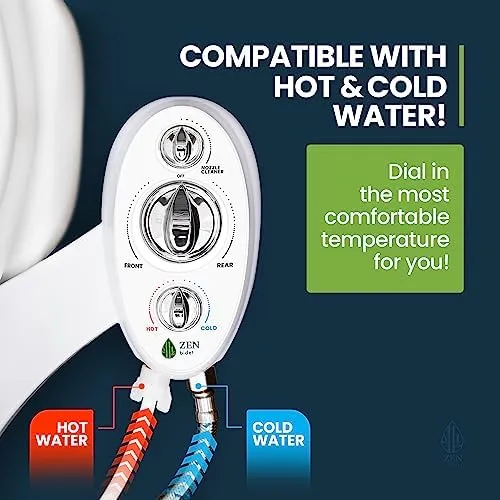 Attachment for Toilet Warm Water - Dual Nozzle Warm Water Bidet Attachment with Self Cleaning Nozzles and Ceramic Valves