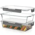 Ergonomic Glass Casserole Dish Set with BPA-Free Locking Lids - Dishwasher Safe