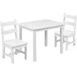 Flash Furniture Kids Solid Hardwood Table and Chair Set for Playroom - Bedroom - Kitchen - 3 Piece Set - White