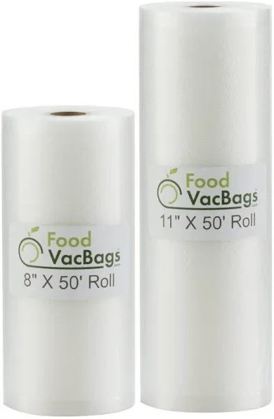 2 Rolls 8-Inch-by-50-F<wbr/>oot Vacuum Food Sealer Bags - 8&#034; X 50&#039;, Clear 