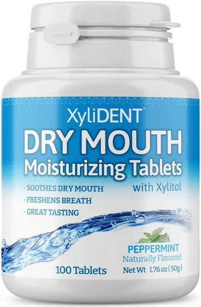 Xylident Xylitol Tablets for Dry Mouth Relief - Stimulates Saliva, Freshens Brea