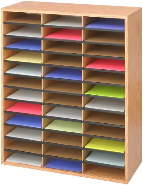 Safco Wood/Corrugated Literature Organizer 36 Compartment