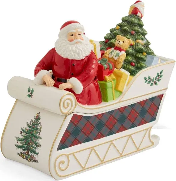 Spode Christmas Tree Santa Sleigh Cookie Jar