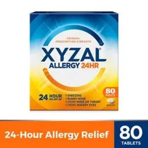 Xyzal Allergy 24Hr, Original Prescription Strength, 5 mg, Tablets - 55 tablets