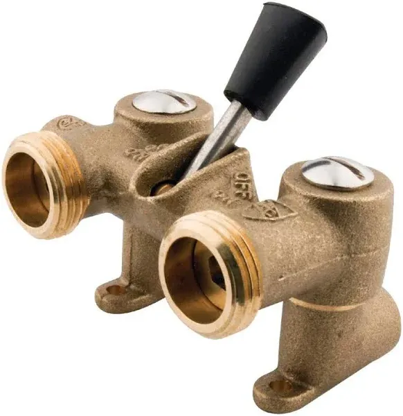 Kingston Brass 1/2' Sweat Inlet x 3/4' Hose Thread, Dual Outlet Washing Machine Shut off Valve, Brass