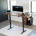  71" X 30" Electric Desk With Push Button Memory Controller Vintage Brown / Black