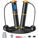 YEGASS Smart Jump Rope, Fitness Skipping Rope with Weight/Lap/Time/Calorie Record, Adjustable Digital Counting Jump Ropes for Home Gym, Cordless