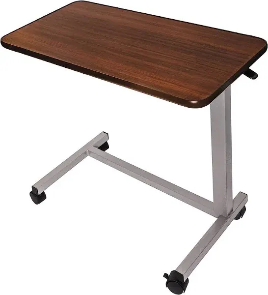 Medical Adjustable Overbed Bedside Table with Wheels