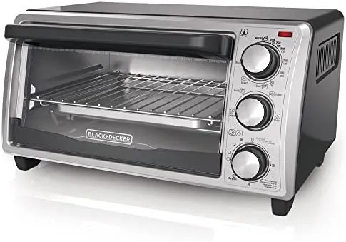 BLACK+DECKER 4-Slice Toaster Oven, Even Toast Technology, Fits a 9" Pizza, Black