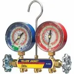 Yellow Jacket Mechanical Manifold Gauge Set, 2-Valve, Vacuum Port Size 1/4 in