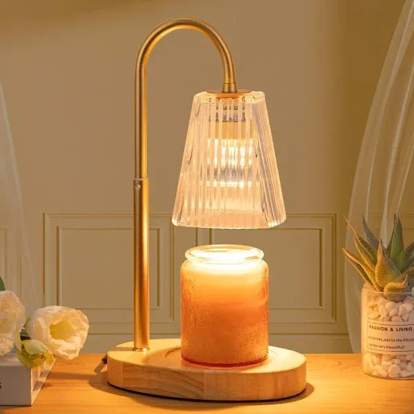 Candle Warmer Lamp with Timer - Electric Candle Lamp Warmer with Dimmer Adjustable Height Lamp Candle Warmers for Small Jar Scented Wax Melts Bulbs Warming Candle Melter with 2Bulbs for Home