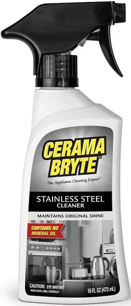 Cerama Bryte Stainless Steel Polish Spray, Streak-Free Shine, Clean and Protect, High Strength Formula. 16 Fl Oz (Pack of 1)